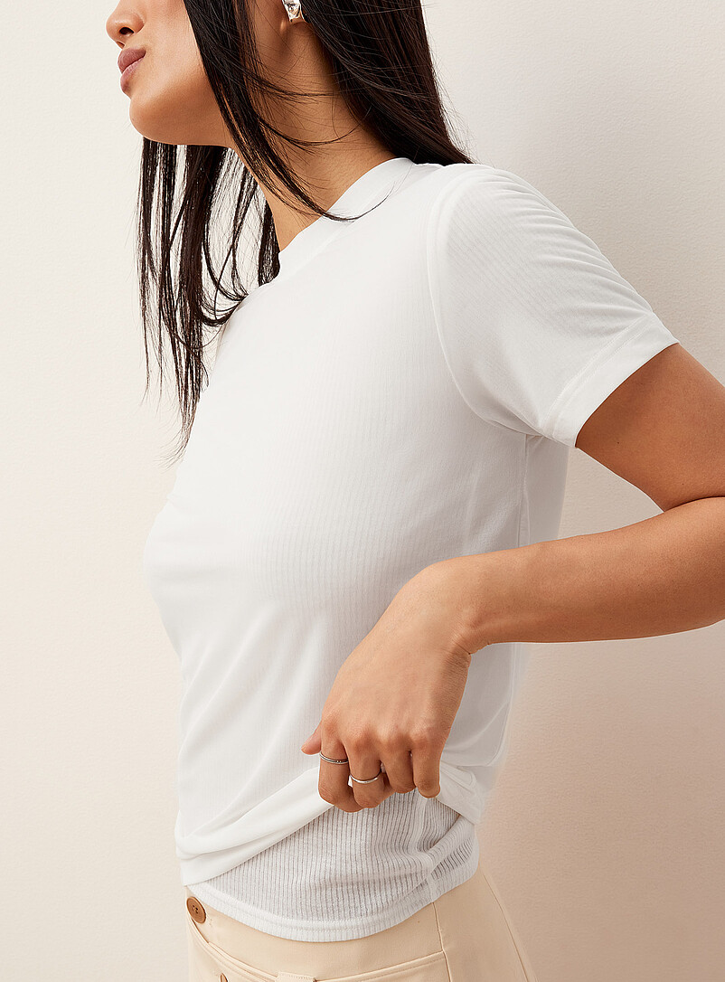 Ic&ocirc;ne White Flowy micromesh boxy-fit T-shirt for women
