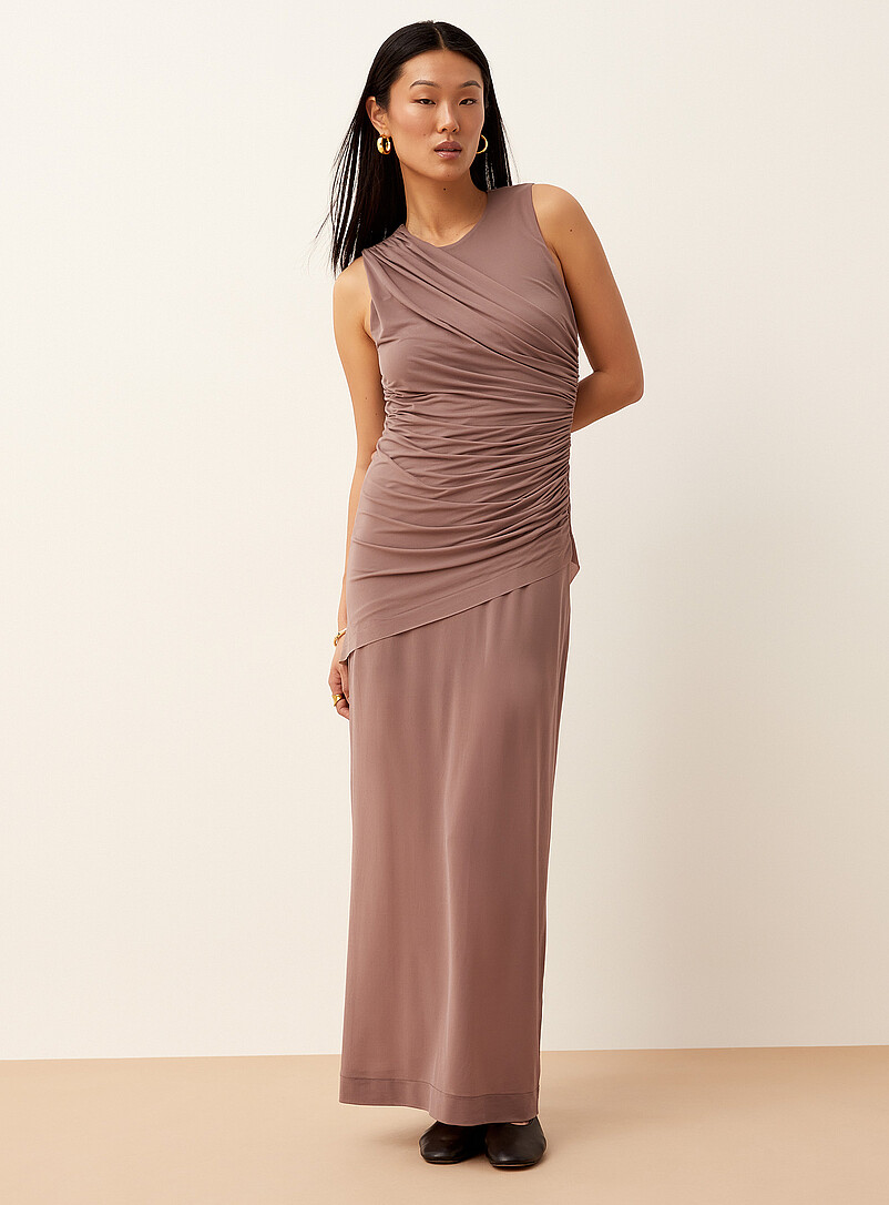 Ic&ocirc;ne: La camisole asym&eacute;trique taille fronc&eacute;e microfilet Blanc pour femme