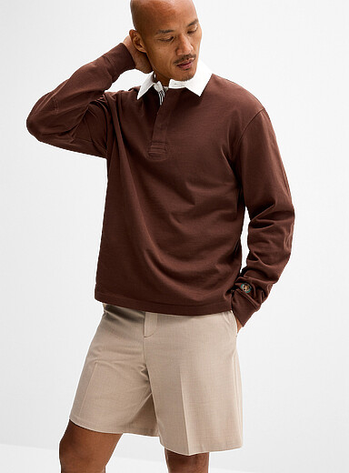Le 31 Chocolate/Espresso Solid rugby polo for men