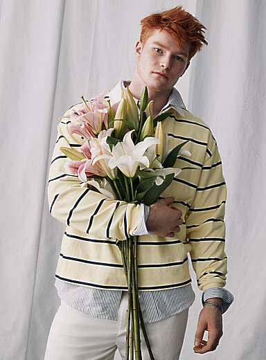 Pastel stripe rugby polo <b>Oversized fit</b>