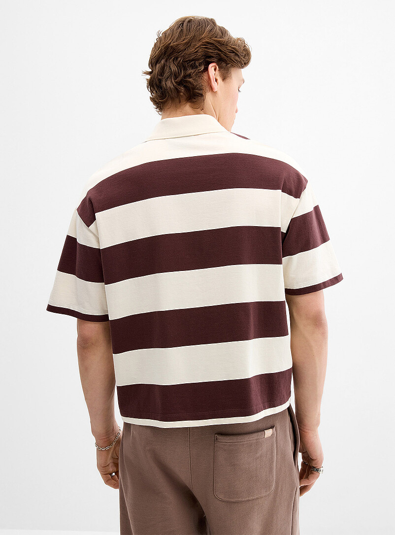Djab: Le polo carr&eacute; rayures club <b>Coupe ample</b> Rouge pour homme