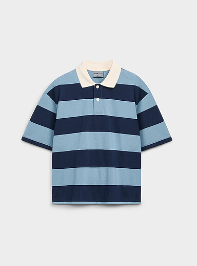 Djab: Le polo carr&eacute; rayures club <b>Coupe ample</b> Rayures bleues pour homme