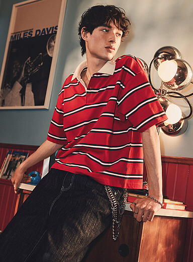 Boxy club-stripe polo <b>Oversized fit</b>