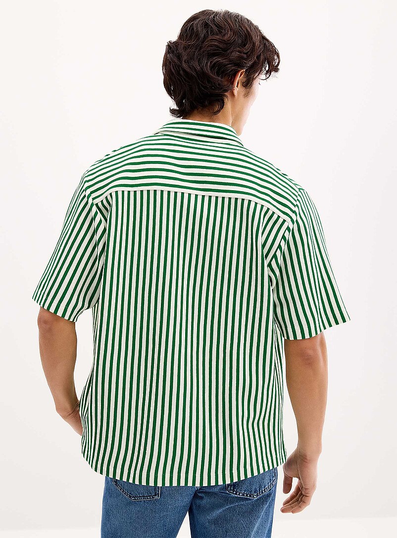 Le 31: La chemise tricot rayures nautiques <b>Coupe confort</b> Vert pistache - Menthe pour homme