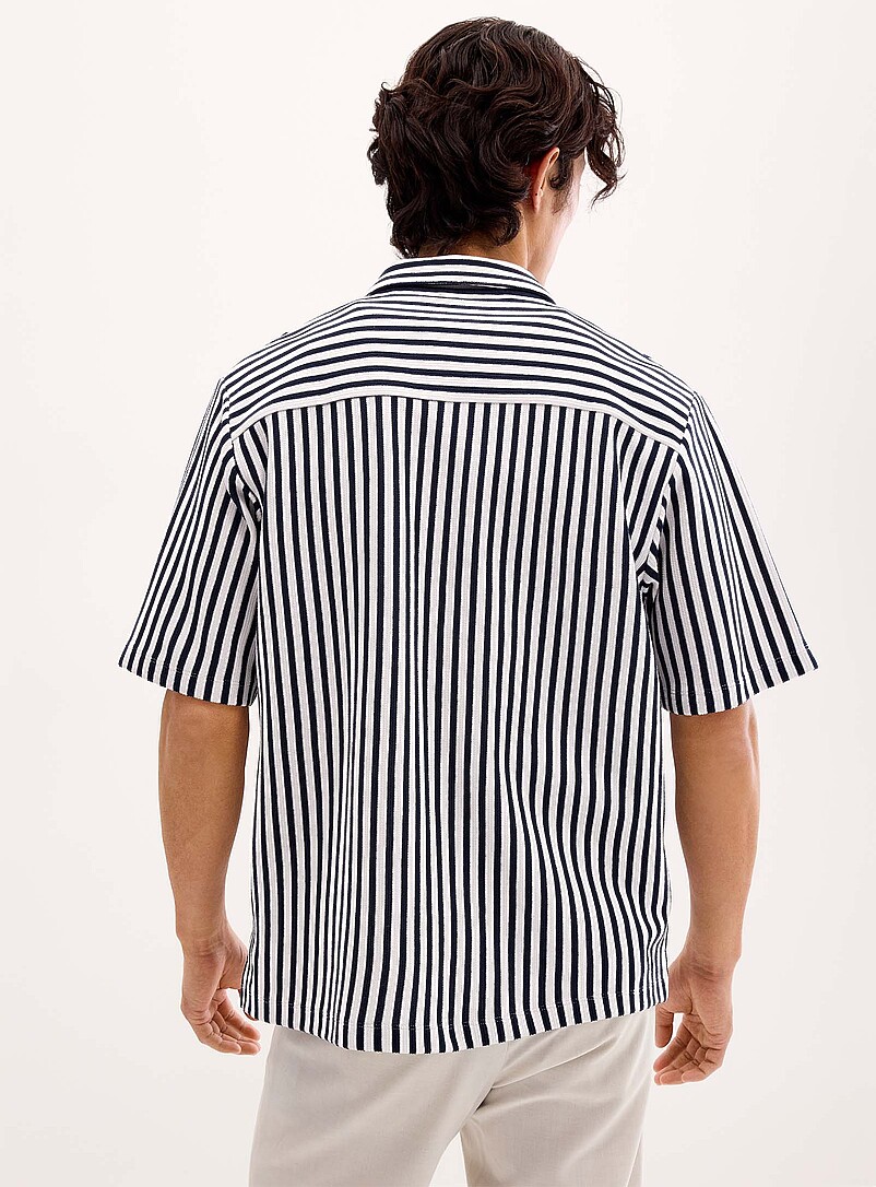 Le 31: La chemise tricot rayures nautiques <b>Coupe confort</b> Vert pistache - Menthe pour homme
