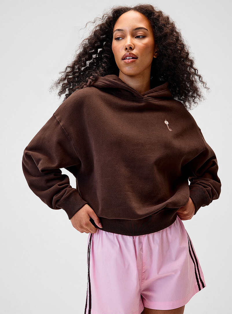 Twik: Le sweat ample &agrave; capuche imprim&eacute; dos Gris p&acirc;le  pour femme