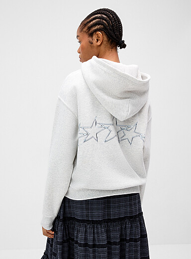 Back-print loose hooded sweatshirt