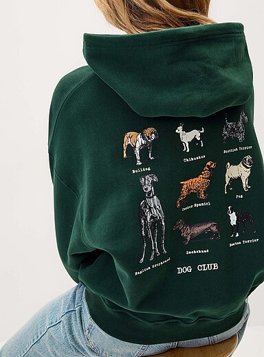 Twik: Le sweat ample &agrave; capuche imprim&eacute; dos Gris &agrave; motifs pour femme