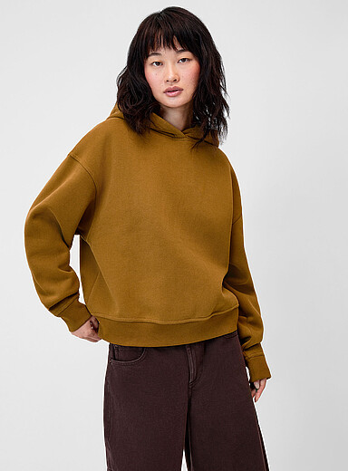 Twik: Le sweat ample &agrave; capuche imprim&eacute; dos Vert olive pour femme