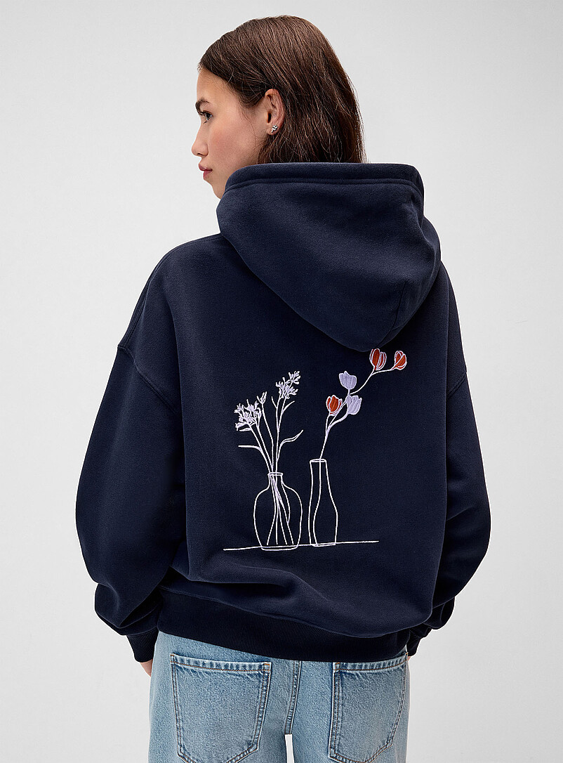 Twik: Le sweat ample &agrave; capuche imprim&eacute; dos Gris p&acirc;le  pour femme