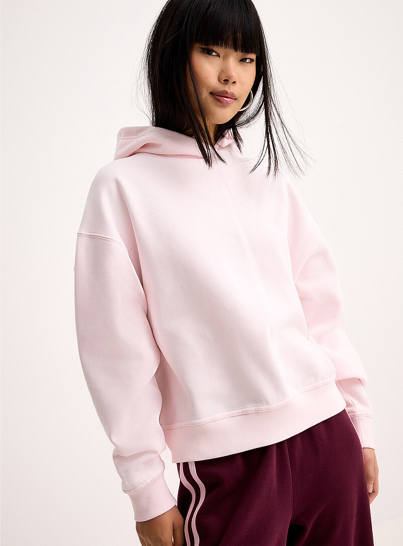 Twik Light grey Back-print loose hooded sweatshirt for women