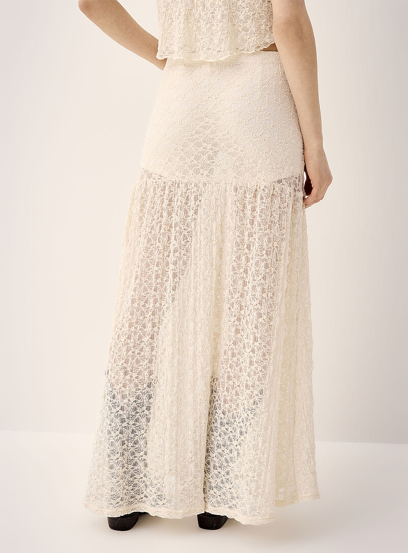Twik Ivory/Cream Beige Lace maxi skort for women