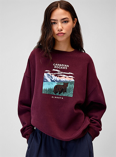 Twik Black Oversized destination fleece sweatshirt for women