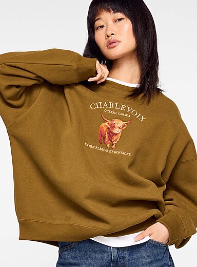 Twik: Le sweat ample molleton destination Charlevoix pour femme