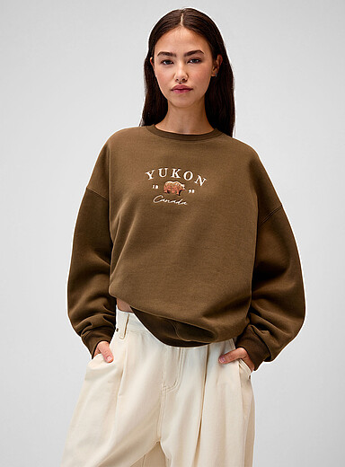 Twik Charcoal Oversized destination fleece sweatshirt for women