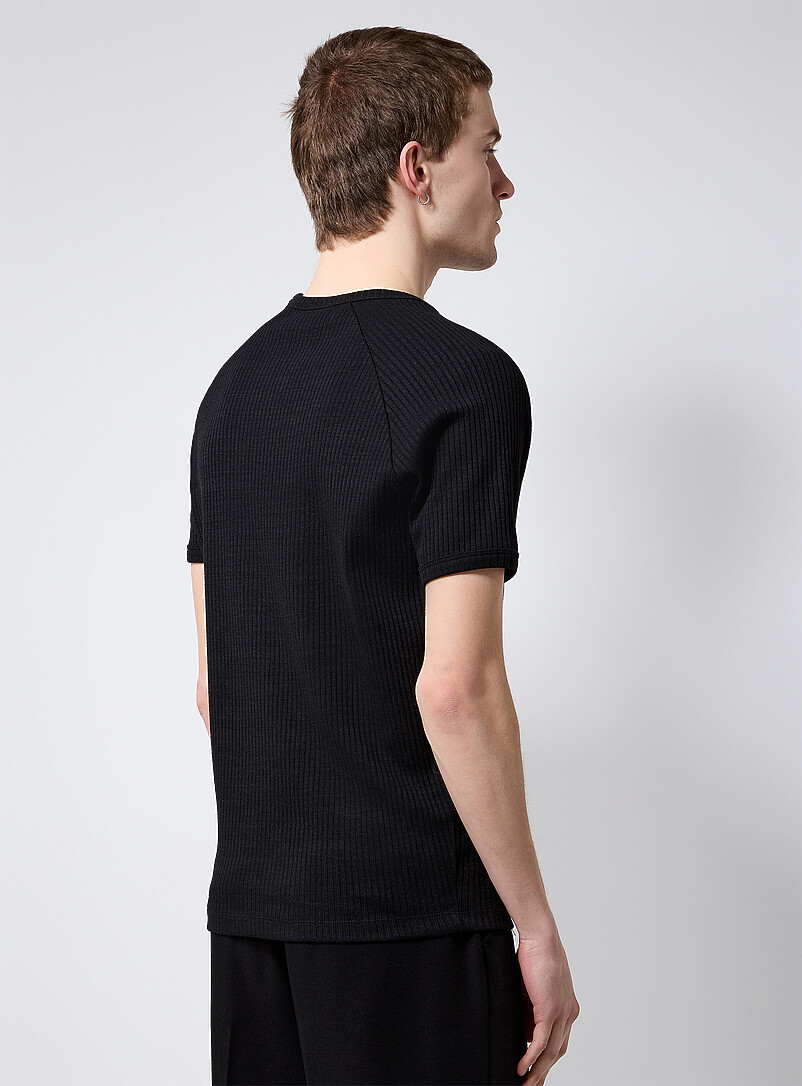 Le 31: Le t-shirt c&ocirc;tel&eacute; manches raglan <b>Coupe r&eacute;tro</b> Blanc cass&eacute; pour homme