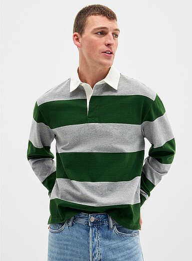 Le 31: Le polo rugby rayure club Vert bouteille - Sapin pour homme