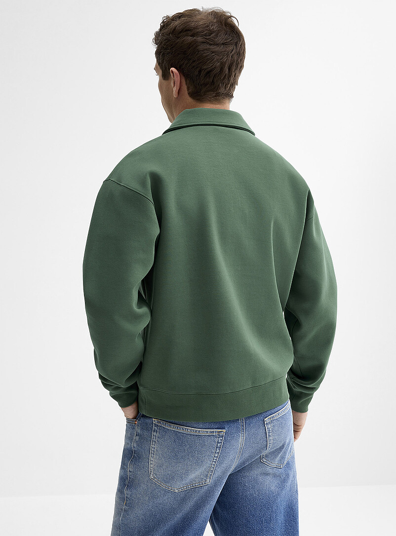 Le 31 Blue Zipped polo-collar structured jersey sweatshirt for men