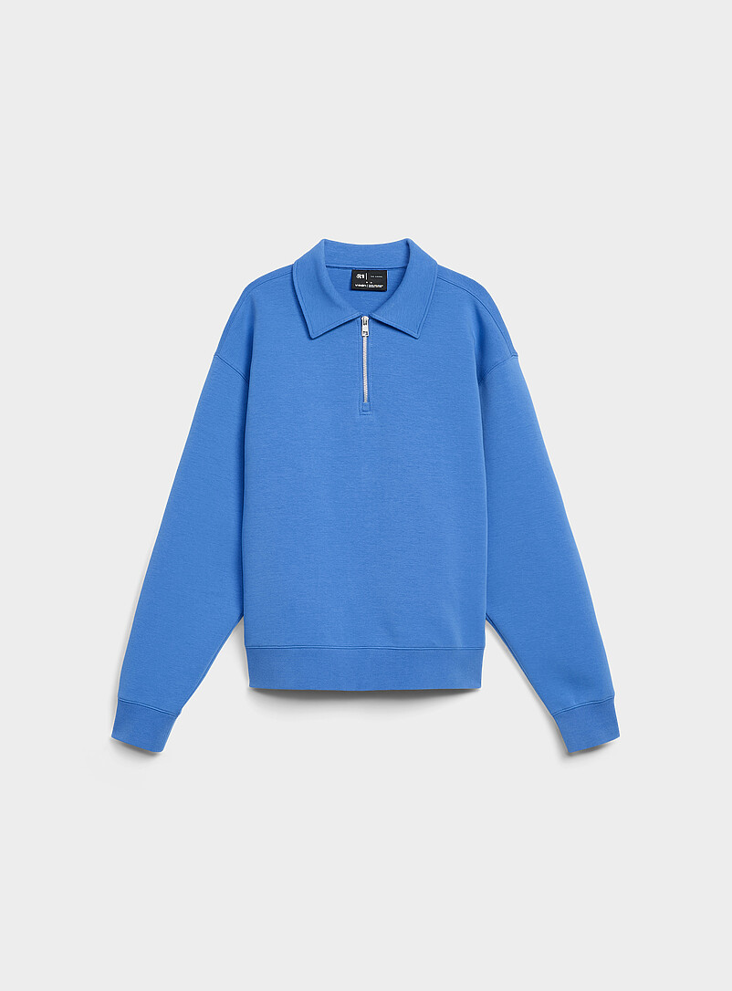Zipped polo-collar structured jersey sweatshirt | Le 31 | | Simons