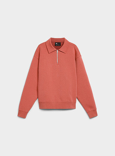 Le 31 Coral Zipped polo-collar structured jersey sweatshirt for men