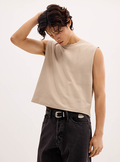 Cropped ribbed muscle tee