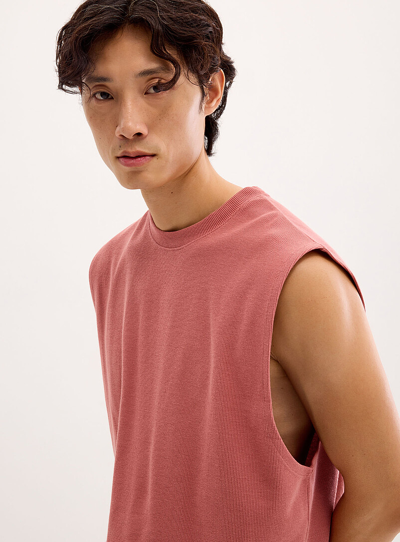 Le 31 Sand Cropped ribbed muscle tee for men