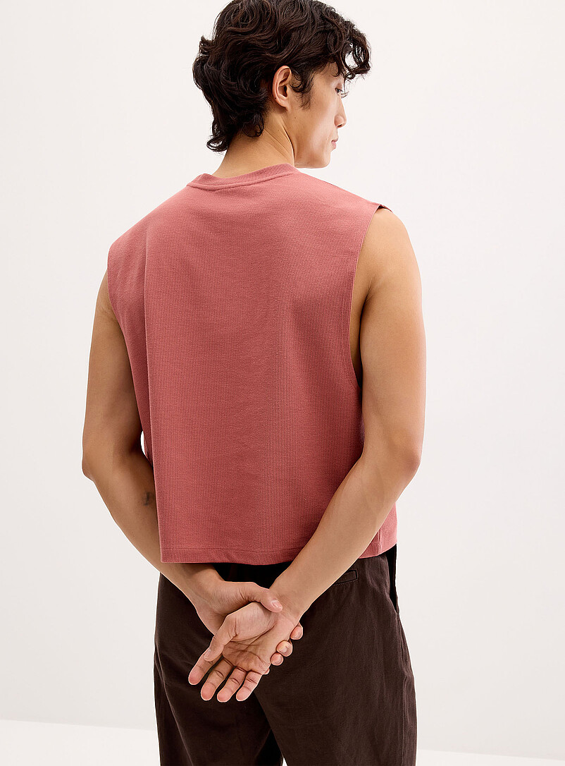 Le 31 Sand Cropped ribbed muscle tee for men