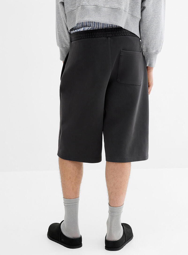 Djab: Le bermuda long molleton lisse <b>Coupe baggy</b> Charbon pour homme
