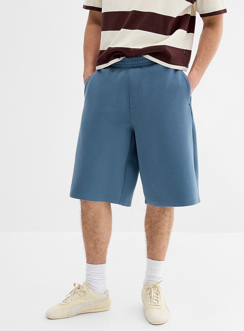 Djab: Le bermuda long molleton lisse <b>Coupe baggy</b> Charbon pour homme