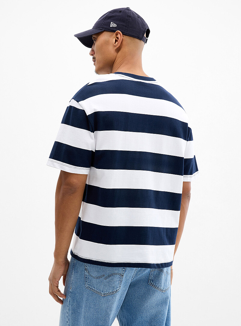 Le 31 Navy/Midnight Blue Club-stripe T-shirt <b>Comfort fit</b> for men