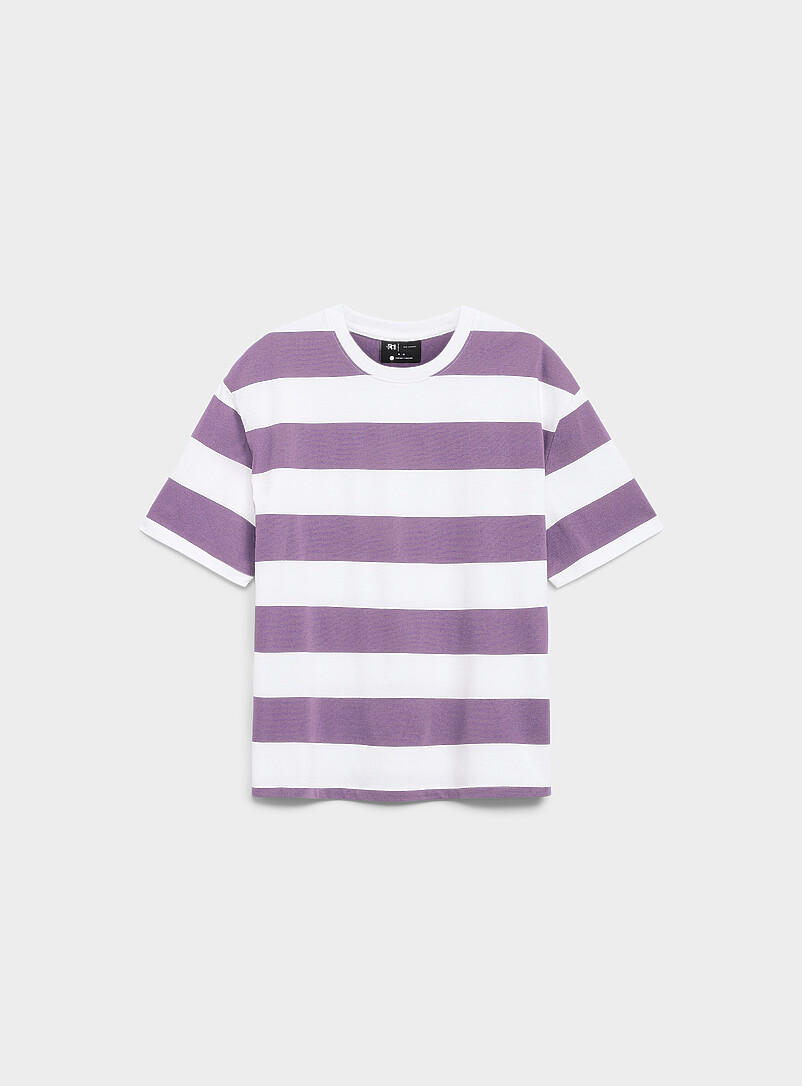 Le 31 Navy/Midnight Blue Club-stripe T-shirt <b>Comfort fit</b> for men