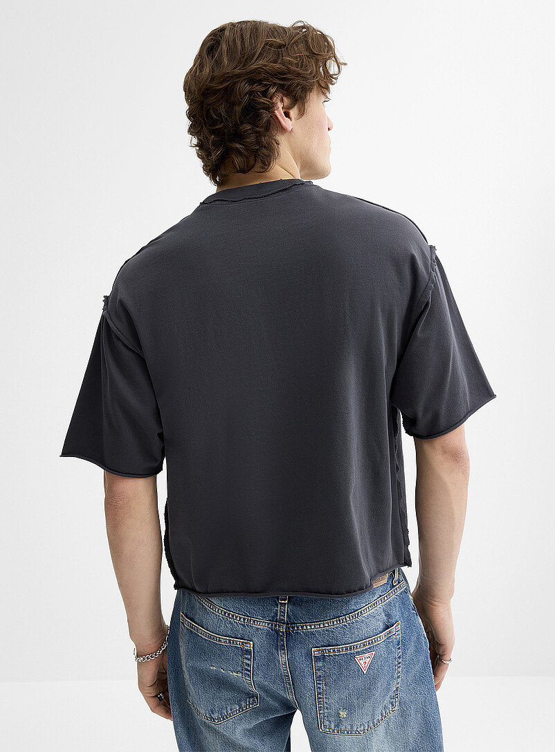Djab: Le t-shirt ample raccourci finitions &agrave; cru Sable pour homme