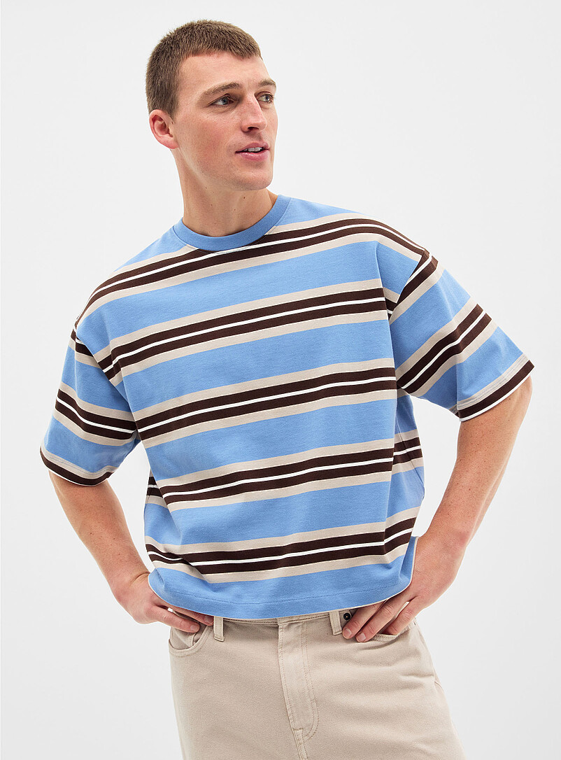 Le 31 Pink Tricolour striped T-shirt <b>Oversized fit</b> for men