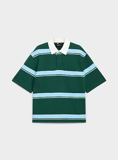 Mixed stripe rugby polo <b>Comfort fit</b>
