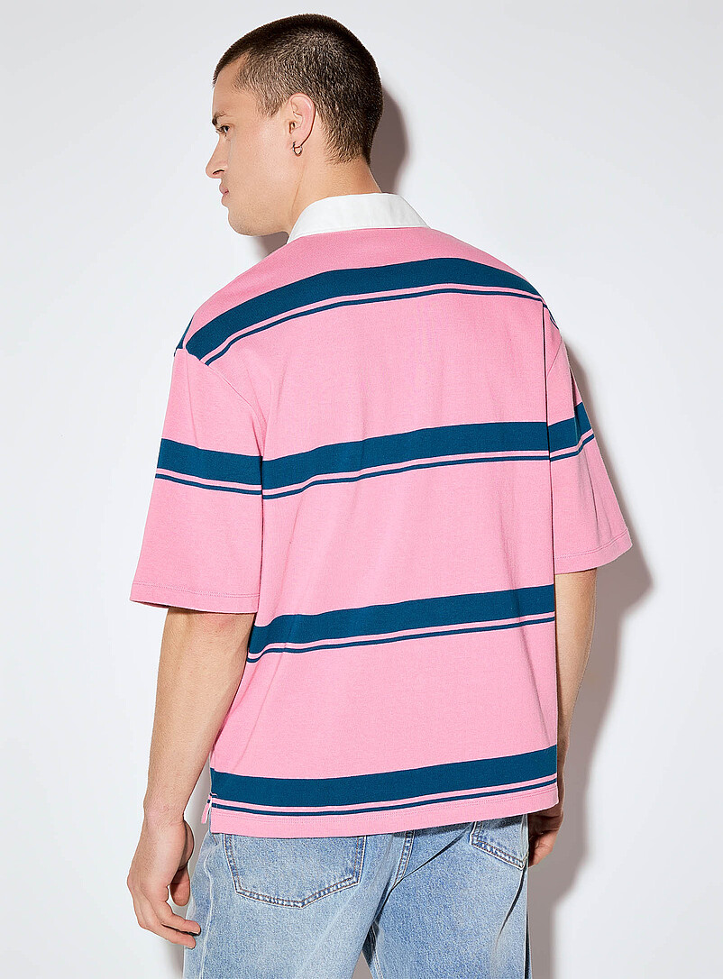 Le 31: Le polo rugby rayures combin&eacute;es <b>Coupe confort</b> Brun pour homme