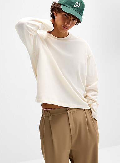 Djab Off White Long-sleeve crew-neck T-shirt DJAB 101 <b>Oversized fit</b> for men