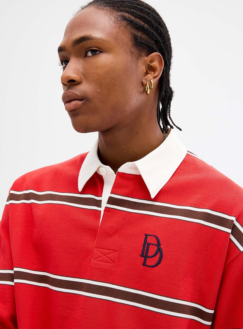D embroidery striped rugby polo | Djab | | Simons
