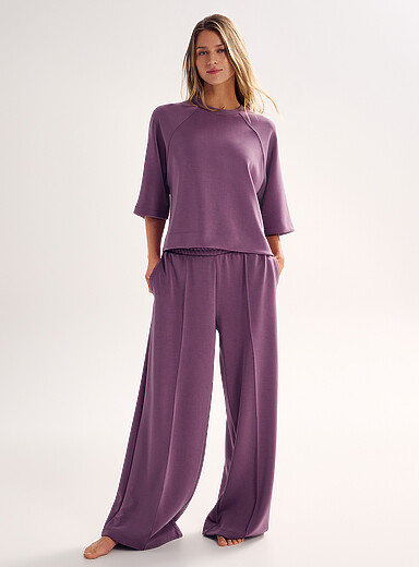 Miiyu Mauve Peach-skin wide-leg pant for women