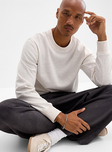 Le 31: Le t-shirt jersey textur&eacute; <b>Coupe confort</b> Nacr&eacute; pour homme