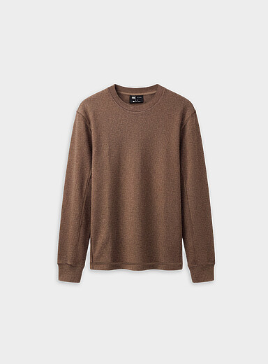 Le 31: Le t-shirt jersey textur&eacute; <b>Coupe confort</b> Brun pour homme
