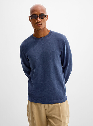 Le 31: Le t-shirt jersey textur&eacute; <b>Coupe confort</b> Bleu pour homme