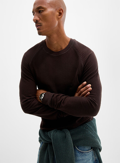 Herringbone-striped textured jersey T-shirt