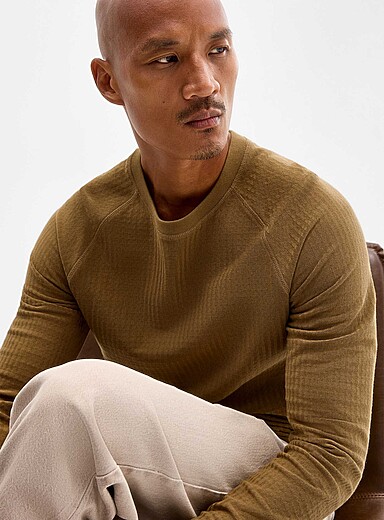 Herringbone-striped textured jersey T-shirt