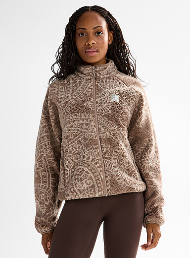 I.FIV5: La veste polaire moutonn&eacute;e zipp&eacute;e Ivoire - Beige cr&egrave;me pour femme