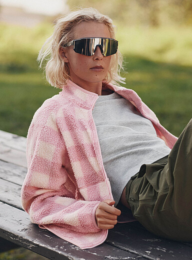 High-pile polar fleece zip-up jacket