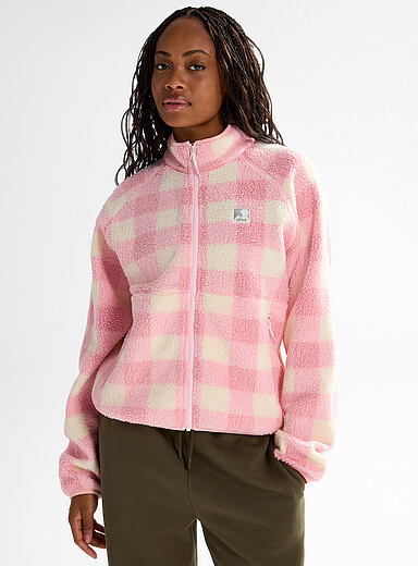I.FIV5: La veste polaire moutonn&eacute;e zipp&eacute;e Rose pour femme