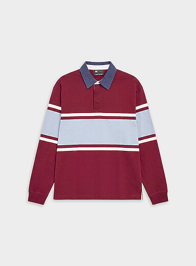 Le polo rugby ray&eacute; col velours c&ocirc;tel&eacute;