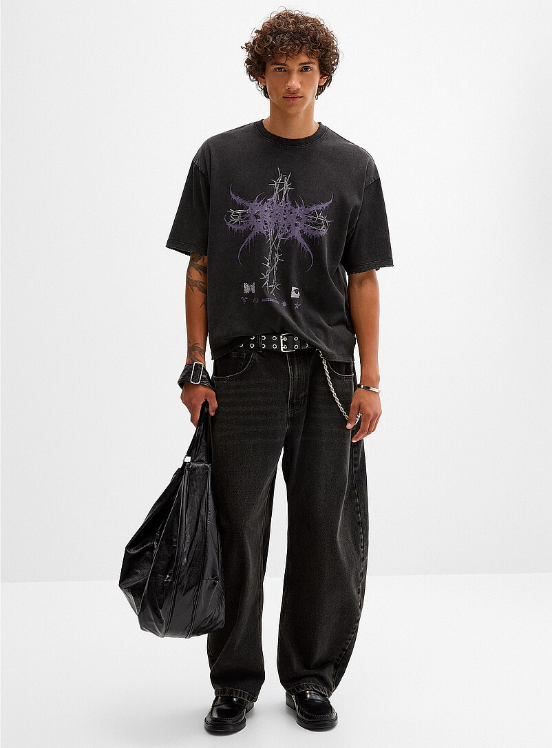 Distressed trim graphic T-shirt Oversized fit | Djab | Shop Men's