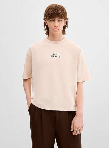 Le t-shirt graphique bords us&eacute;s <b>Coupe ample</b>