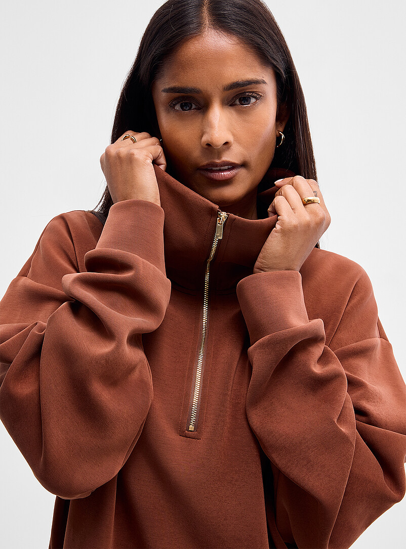 Peachskin mock-neck sweatshirt | Contemporaine | Women's